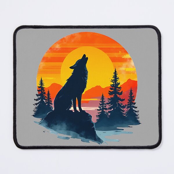 Item preview, Retro Vintage Wolf Howling Sunset Mountains designed and sold by PENLEAF DESIGNS.