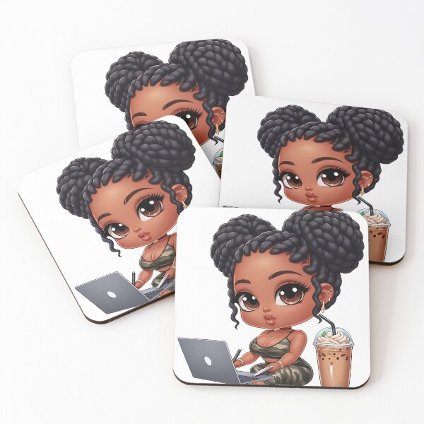 Item preview, Afro Hair Girl Working on Computer designed and sold by Lulunza.