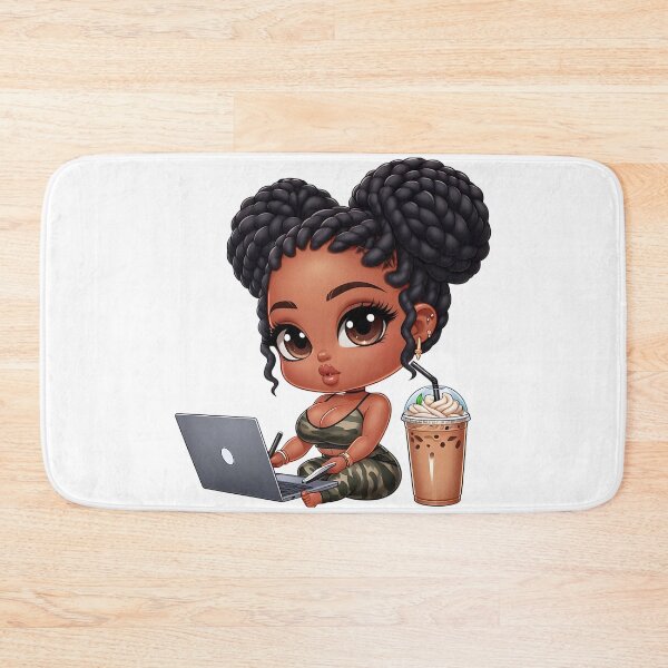 Item preview, Afro Hair Girl Working on Computer designed and sold by Lulunza.