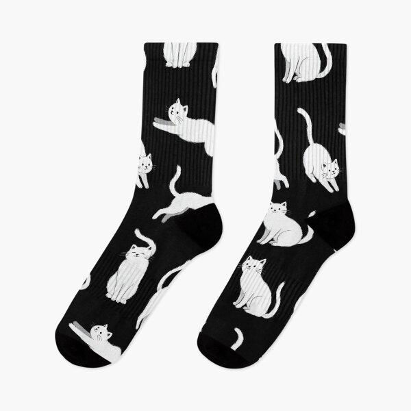 Item preview, White cats in black background designed and sold by NandoNeko (Meow Market).
