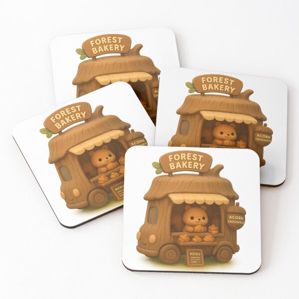 Item preview, Cute Acorn Croissants Forest Bakery Bus Food Truck - Kawaii Japanese Cottagecore Art designed and sold by Moons Studio.