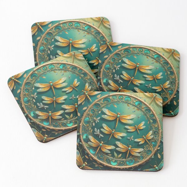 Item preview, Golden Dragonflies in Intricate Circle designed and sold by purplesensation.