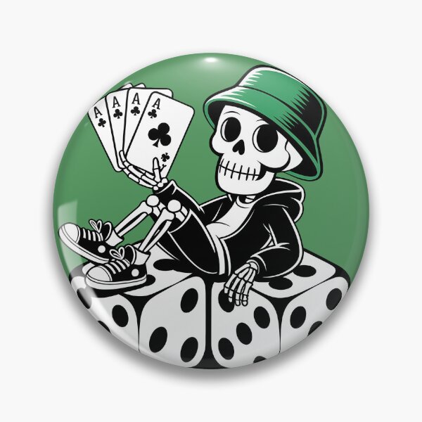 Item preview, Four Aces Six-sided Dice Skeleton Cute Funny Skeleton Streetwear designed and sold by WhimsyVox.
