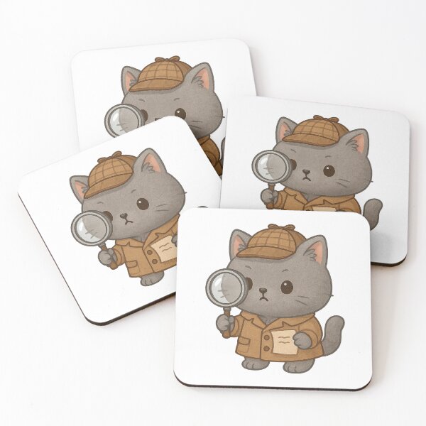 Item preview, Cute Cat Detective With Magnifying Glass - Adorable Grey British Shorthair Cat designed and sold by Moons Studio.