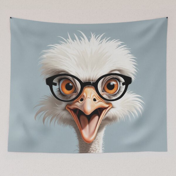 Item preview, Funny Ostrich with Glasses, Cute Nerdy Bird Character designed and sold by QuirkySpark.