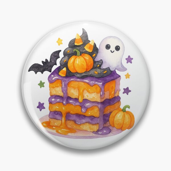 Item preview, Cute Halloween Ghost Cake with Pumpkins and Bats designed and sold by Auradela.