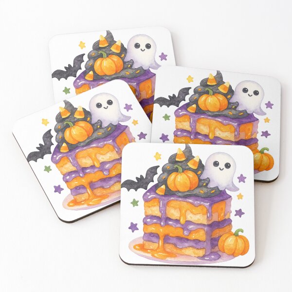 Item preview, Cute Halloween Ghost Cake with Pumpkins and Bats designed and sold by Auradela.