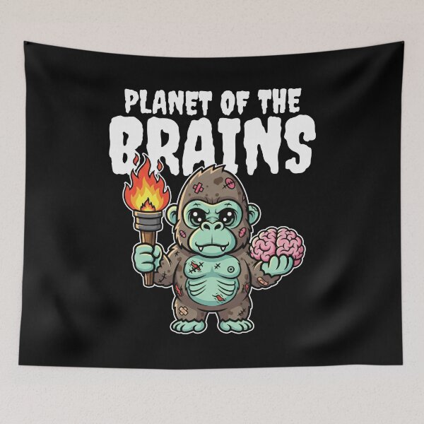 Item preview, PLANET OF THE BRAINS - ZOMBIE HALLOWEEN designed and sold by KEF Custom.