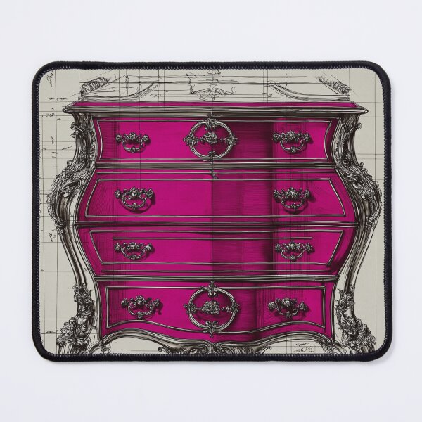 Item preview, Rococo Chippendale Chest of Drawers – Artist’s Sketch in Magenta designed and sold by Pop Art Rebel Prints.