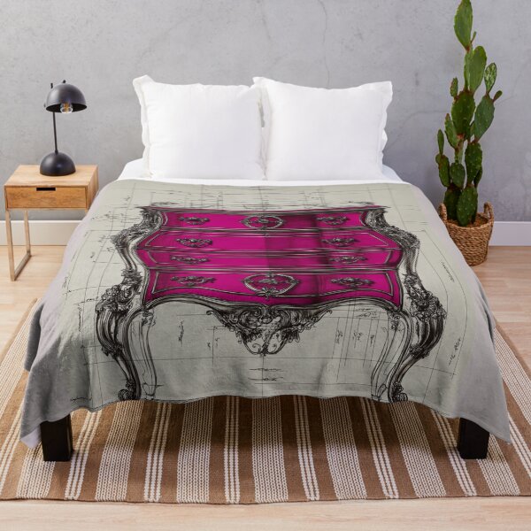 Item preview, Rococo Chippendale Chest of Drawers – Artist’s Sketch in Magenta designed and sold by Pop Art Rebel Prints.
