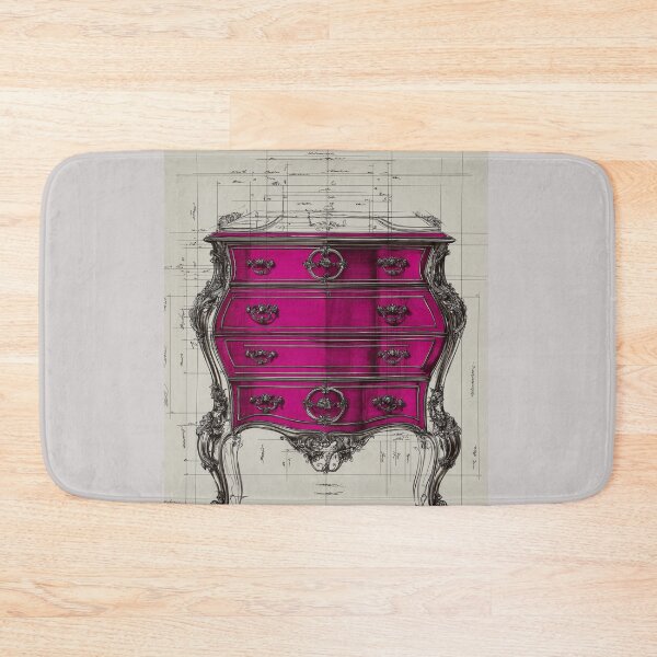 Item preview, Rococo Chippendale Chest of Drawers – Artist’s Sketch in Magenta designed and sold by Pop Art Rebel Prints.
