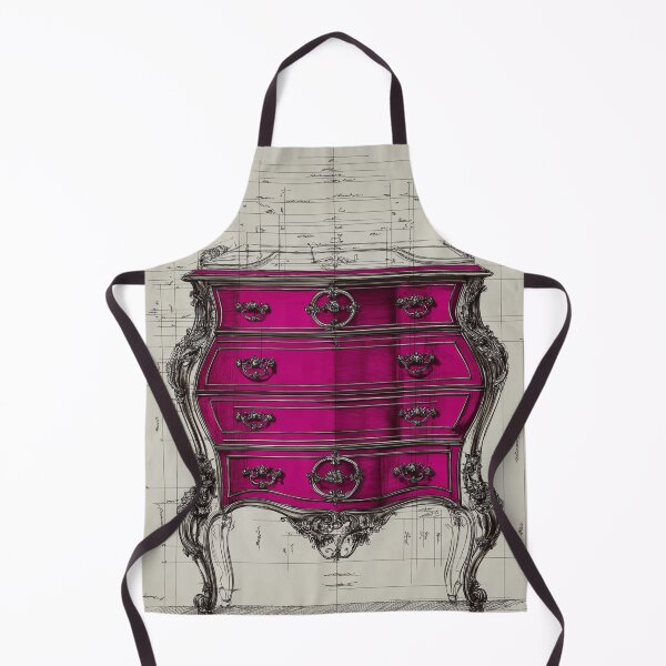 Item preview, Rococo Chippendale Chest of Drawers – Artist’s Sketch in Magenta designed and sold by Pop Art Rebel Prints.