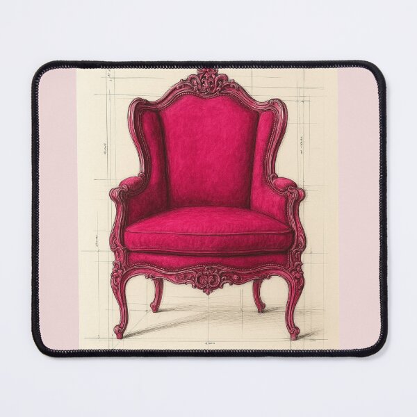 Item preview, Rococo Chippendale armchair – artistic sketch in bold pink designed and sold by Pop Art Rebel Prints.