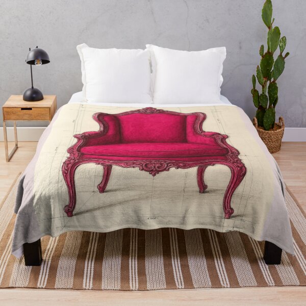 Item preview, Rococo Chippendale armchair – artistic sketch in bold pink designed and sold by Pop Art Rebel Prints.