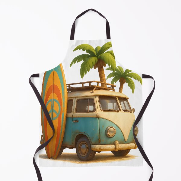 Item preview, Vintage surfboard and van by palm trees, distressed beachwear design. designed and sold by Canvations.