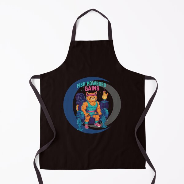 Item preview, Fish Powered Gains – Retro Cat Bodybuilder Illustration designed and sold by Tadeusz1.