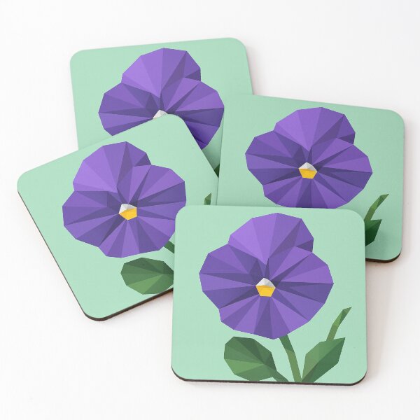 Item preview, Origami Style Purple Pansy Flower – Geometric Botanical Art designed and sold by Pacika.