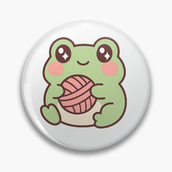 Item preview, Cute Kawaii Frog with Yarn Ball – Funny Crochet Sticker designed and sold by Fashionpopss.