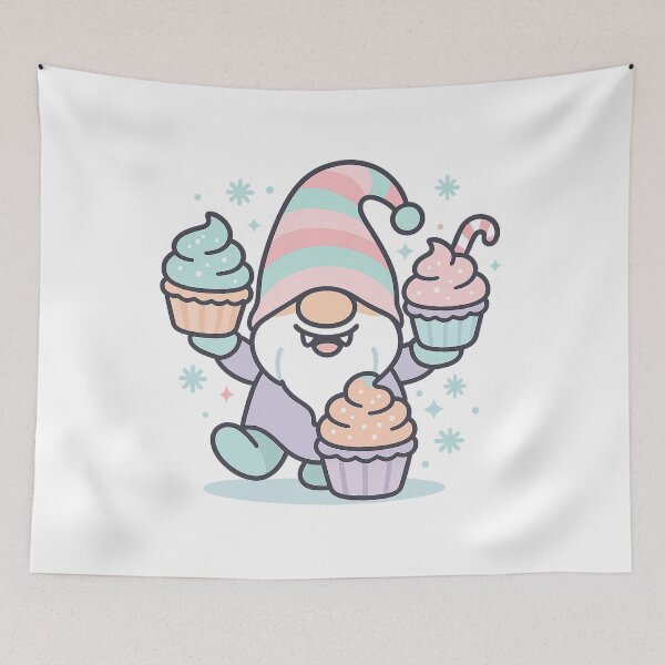 Item preview, Pastel Christmas Gnome Balancing Cupcakes – Cute Holiday Tee designed and sold by PrintCreations9.
