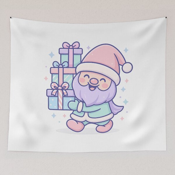 Item preview, Pastel Christmas Gnome Carrying Stack of Gift Boxes – Cute Holiday Tee designed and sold by PrintCreations9.