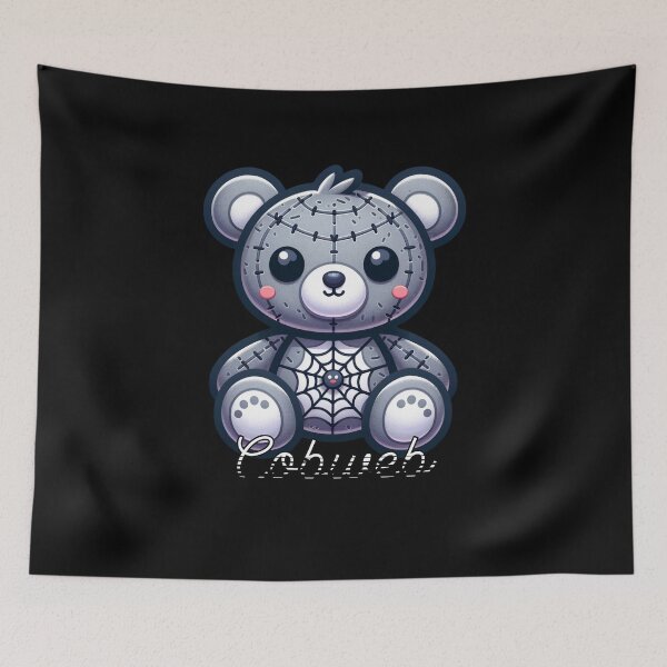 Item preview, Cobweb Stitch Teddy Bear | Spooky Cute Halloween Kawaii Plushie Design designed and sold by NSB-Design.