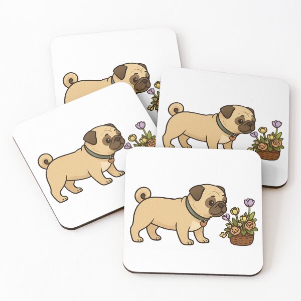 Item preview, Pug with Flower Basket designed and sold by NettoShop.