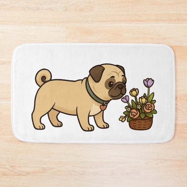 Item preview, Pug with Flower Basket designed and sold by NettoShop.