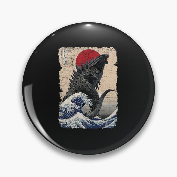 Item preview, Godzilla Surfing The Great Wave By Hokusai Funny Parody designed and sold by RachealLanie.