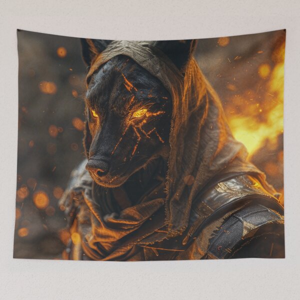 Item preview, Scorched Guardian – Jackal Warrior of Fire designed and sold by QuantumDrift.