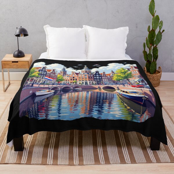 Item preview, Amsterdam Canals Skyline in Netherlands 3D Cute Sketch with Dutch Flag, designed and sold by PaintMeWorld.