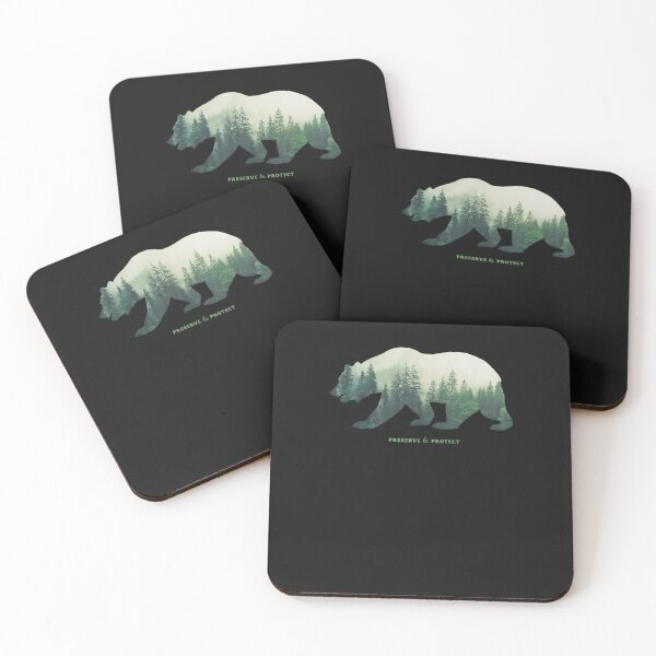 Item preview, Preserve  Protect Nature Double Exposure Bear Silhouette Trees Forest Save The Environment Climate Change Wilderness Hiking Camping (2) designed and sold by xeeiee4wsm92.