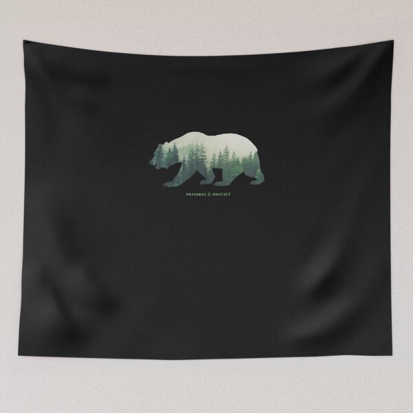 Item preview, Preserve  Protect Nature Double Exposure Bear Silhouette Trees Forest Save The Environment Climate Change Wilderness Hiking Camping designed and sold by xeeiee4wsm92.