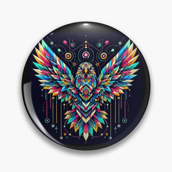 Item preview, colorful geometric decorative mystic eagle designed and sold by Dogandesighn.