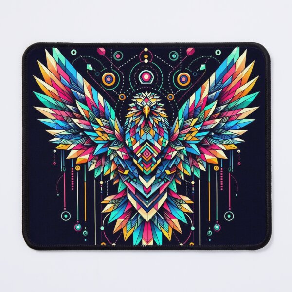 Item preview, colorful geometric decorative mystic eagle designed and sold by Dogandesighn.