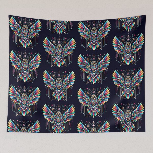 Item preview, colorful geometric decorative mystic eagle designed and sold by Dogandesighn.