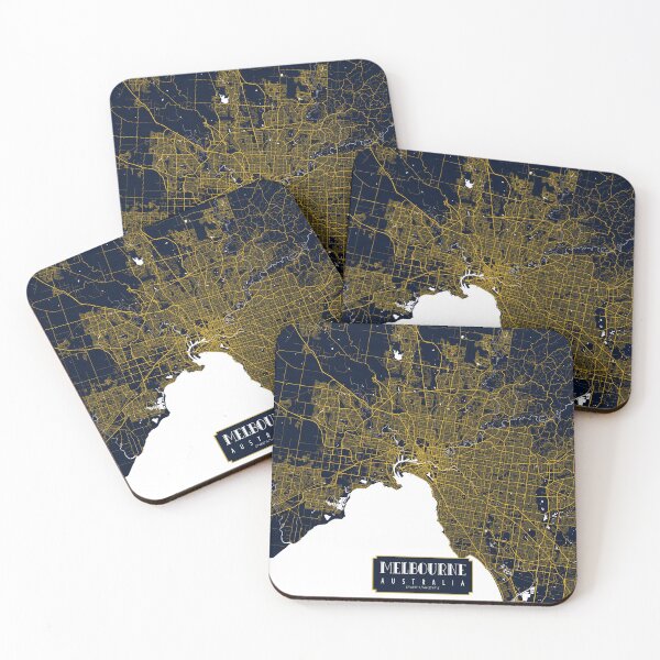 Item preview, Melbourne City Map of Victoria, Australia - Gold Art Deco designed and sold by deMAP.