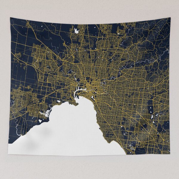 Item preview, Melbourne City Map of Victoria, Australia - Gold Art Deco designed and sold by deMAP.
