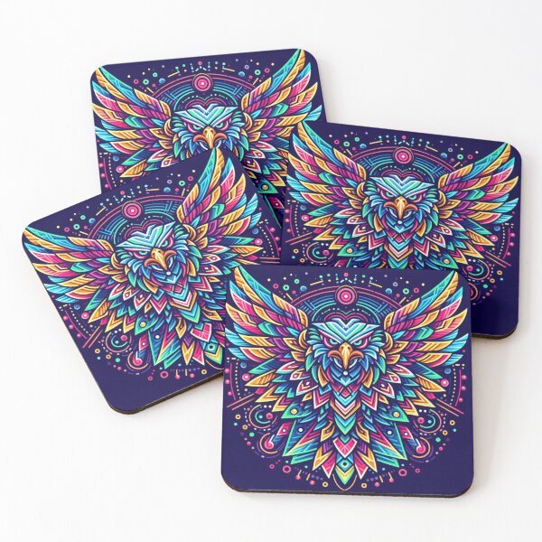 Item preview, colorful geometric decorative mystic eagle designed and sold by Dogandesighn.