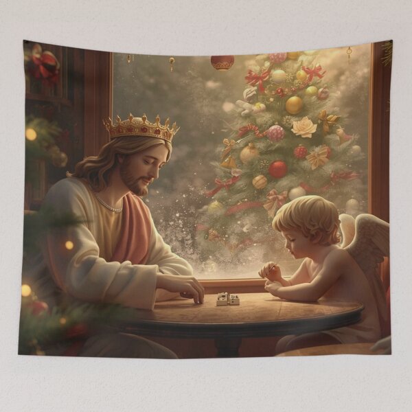 Item preview, Jesus playing Dominos with an Angel. designed and sold by janice56.