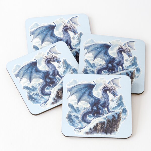 Item preview, Majestic Ice Dragon Over Snowy Mountains - Fantasy designed and sold by Myra365Art.