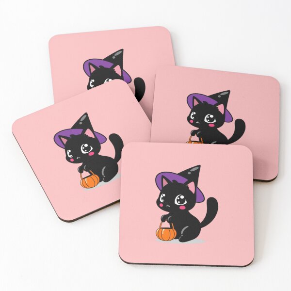 Artikelvorschau, Chibi Schwarze Katze Halloween | Süße Kawaii Hexenkatze mit Kürbiseimer | Lustiges Anime-Tierdesign entworfen und verkauft von ColorSplash123.
