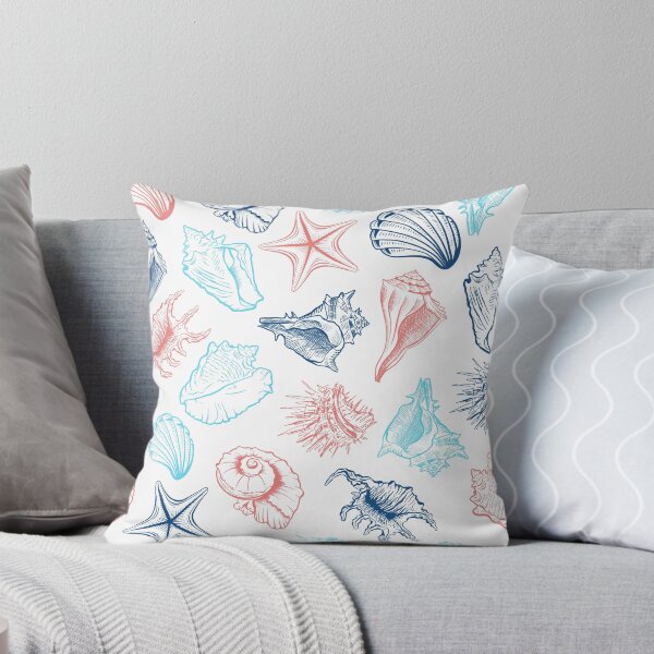 Item preview, Costal Sea Aesthetic - Ocean Seashells in Blue and Red Line Art designed and sold by yourgarden.