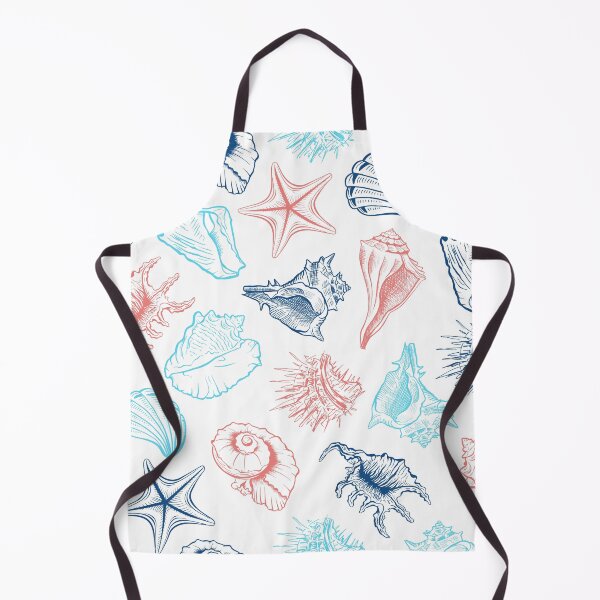 Item preview, Costal Sea Aesthetic - Ocean Seashells in Blue and Red Line Art designed and sold by yourgarden.