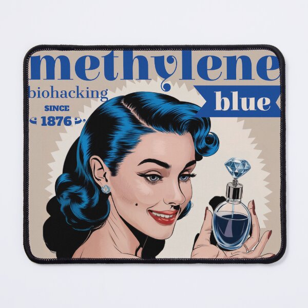 Item preview, Methylene blue biohacking - retro poster look Blue designed and sold by WearTheTexts.