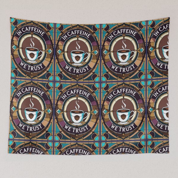 Item preview, In Caffeine We Trust – Stained Glass Coffee Design designed and sold by Design Delinquent.