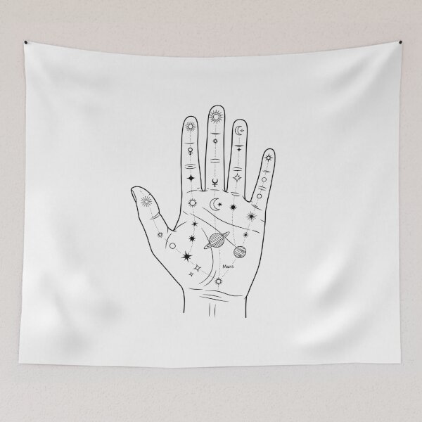 Item preview, Celestial Palmistry Hand Line Art Design designed and sold by ArtByYunus.