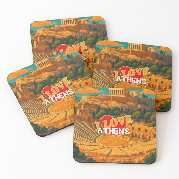 Item preview, ATHENS - Theater of Dionysus – Retro Travel Posters and Greeting Cards designed and sold by Earth Celebration Designs.