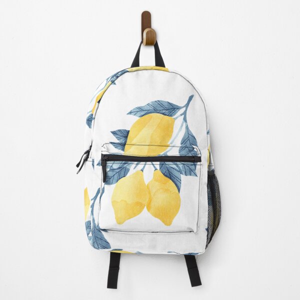 Item preview, Lemons illustration with blue leaves on white background designed and sold by helga-wigandt.