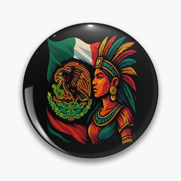 Item preview, Aztec Warrior Woman with Mexican Flag – Vibrant Neon Artwork designed and sold by Project4X.