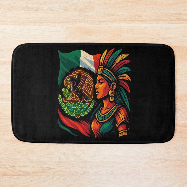 Item preview, Aztec Warrior Woman with Mexican Flag – Vibrant Neon Artwork designed and sold by Project4X.